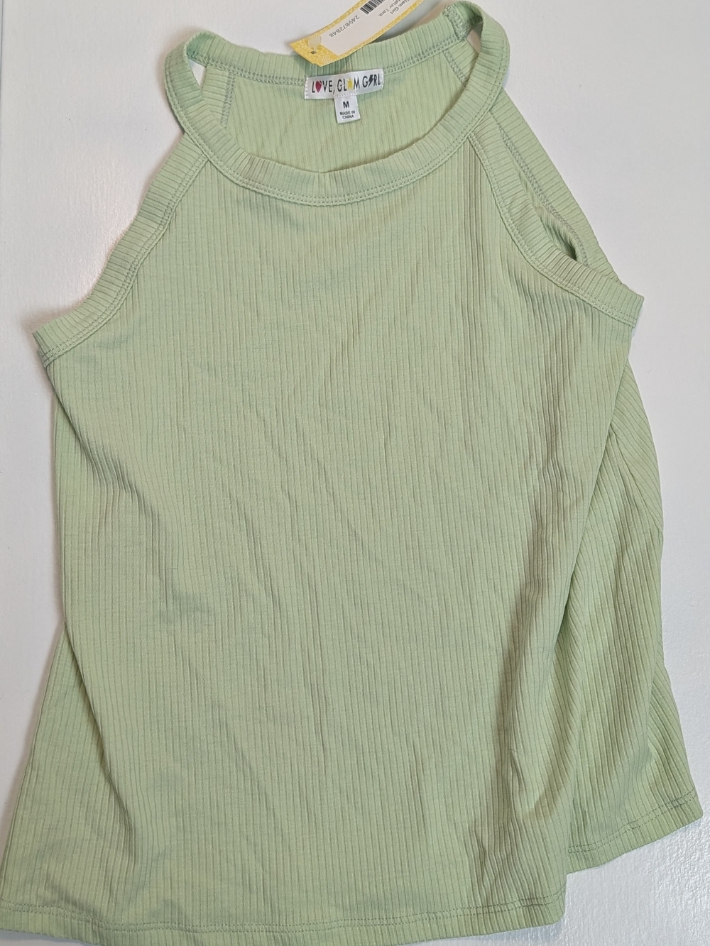 Love Glam Girl Light Green Ribbed Halter Tank Top